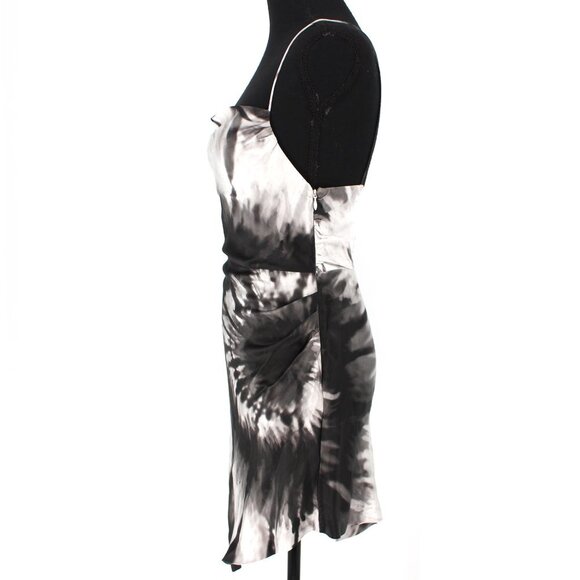 Retrofete Auris Dress Silk Black Silver Tie Dye Slip Satin Mini XS X-Small - Picture 6 of 9